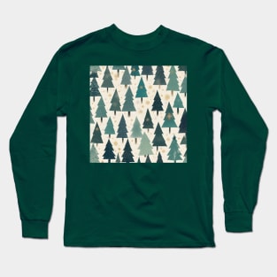 Green and Gold Christmas Tree Pattern Long Sleeve T-Shirt